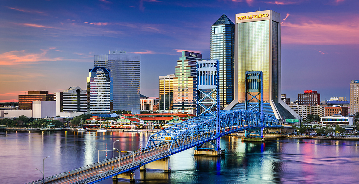 A view of the Jacksonville skyline across the St. Johns River.