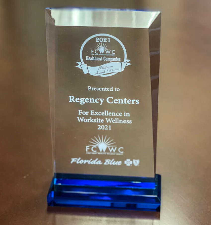 Photograph of the 2021 FCWC Excellence in Worksite Wellness trophy